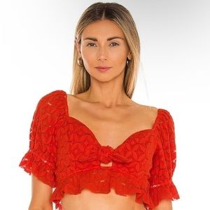 Show Me Your Mumu Red Puff Sleeve Top